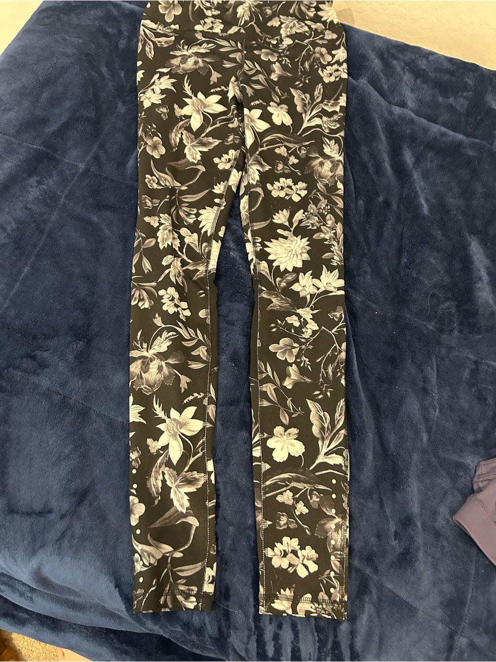 Women’s Floral Black Leggings black mesh on back of legs